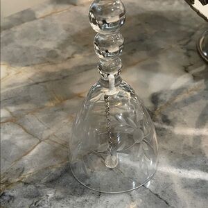 Elegant Clear Glass Bell with Floral Design